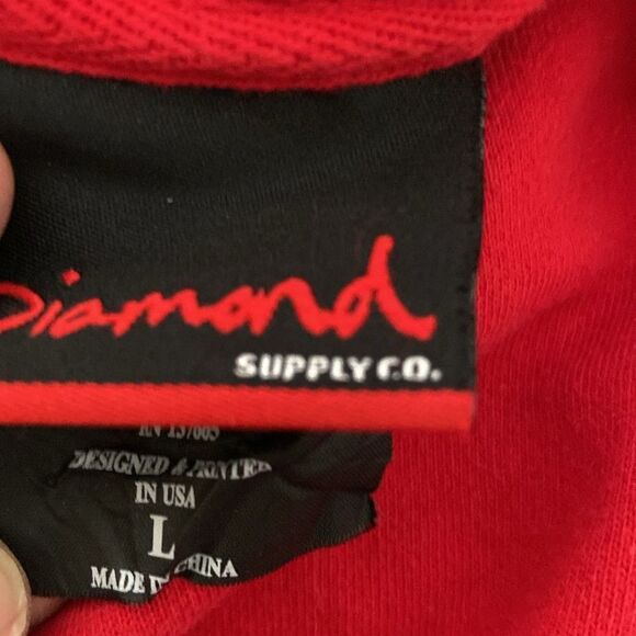 DIAMOND SUPPLY CO. Men’s Red Hoodie International Racing Series Back Print Sz L - Picture 5 of 5
